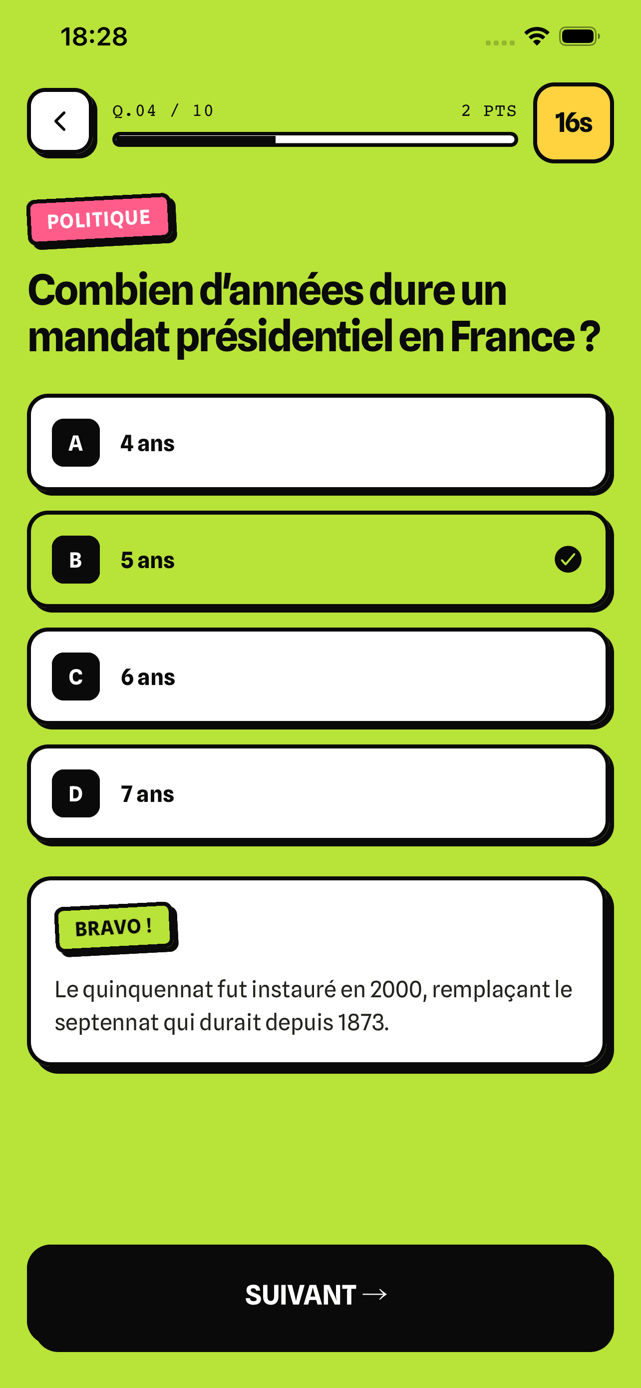 Quizy — écran de jeu 3